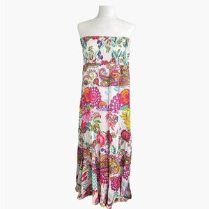 Sans Souci Hippie Floral Smocked Tiered Dress Medium